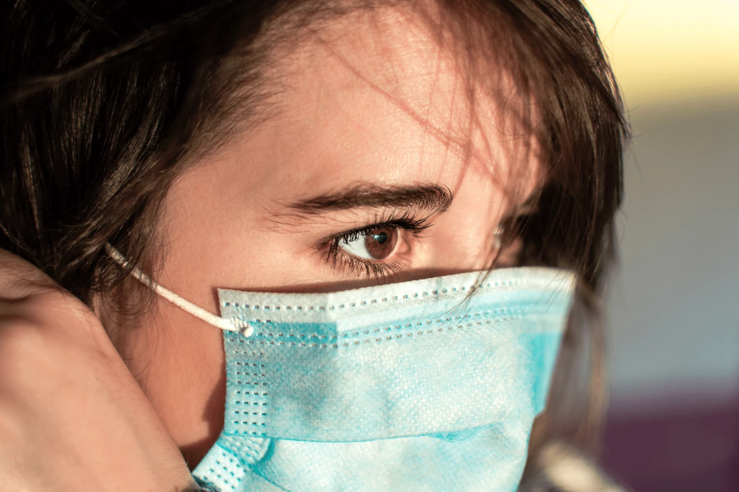 Woman Wearing Mask Up Close