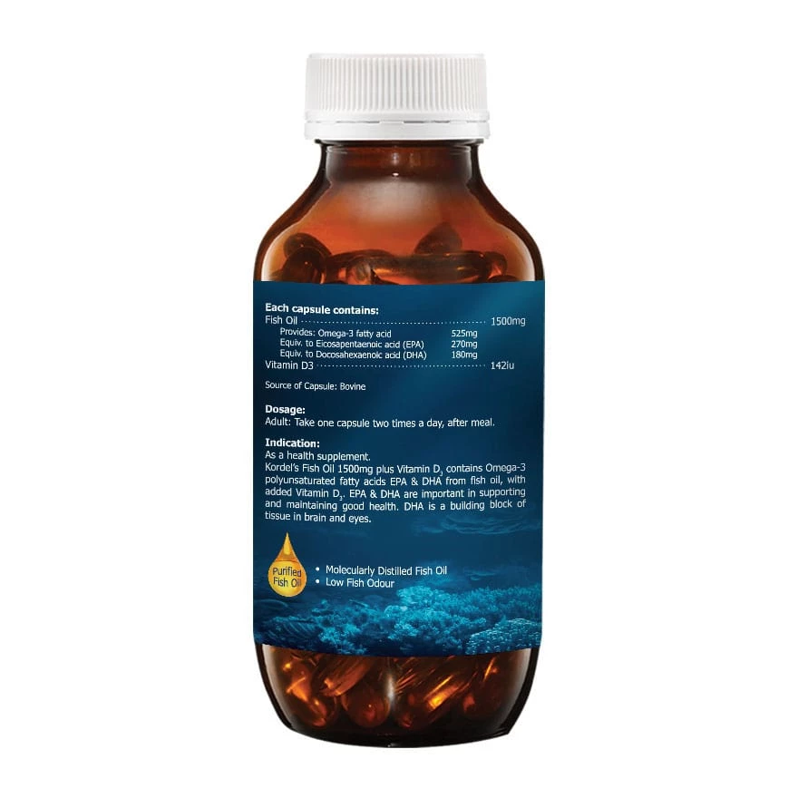 Fish Oil 1500Mg Plus D3 120S Back